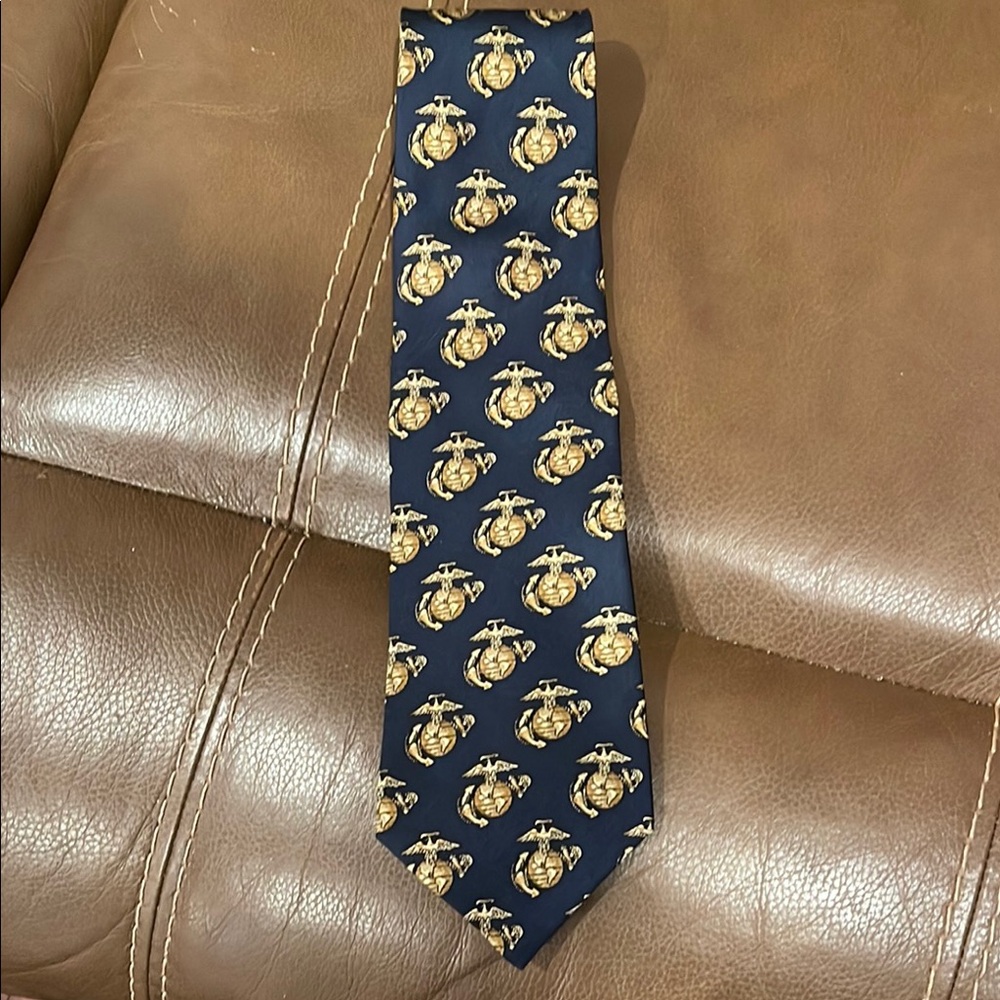 Navy and Gold Patterned Tie